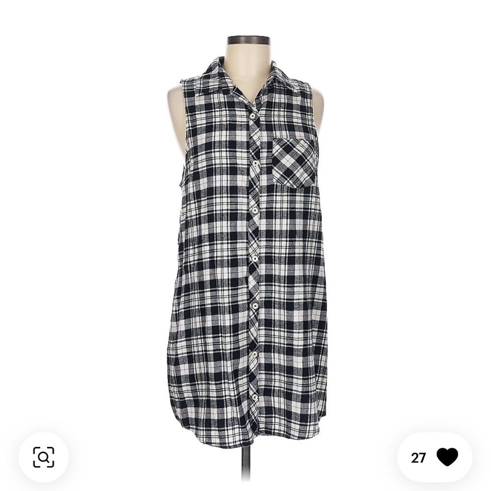 Forever 21 Black and White Plaid Sleeveless Dress
